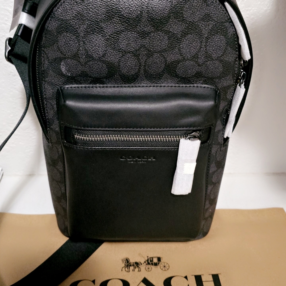Coach Black Backpack with Signature Monogram
